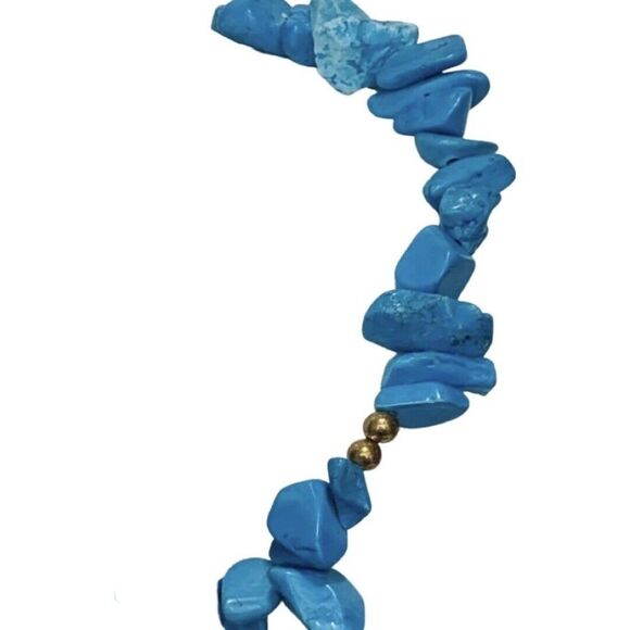 Vintage Faux Turquoise Chips Copper Findings Stretch Women’s Stackable Bracelet - Picture 4 of 6